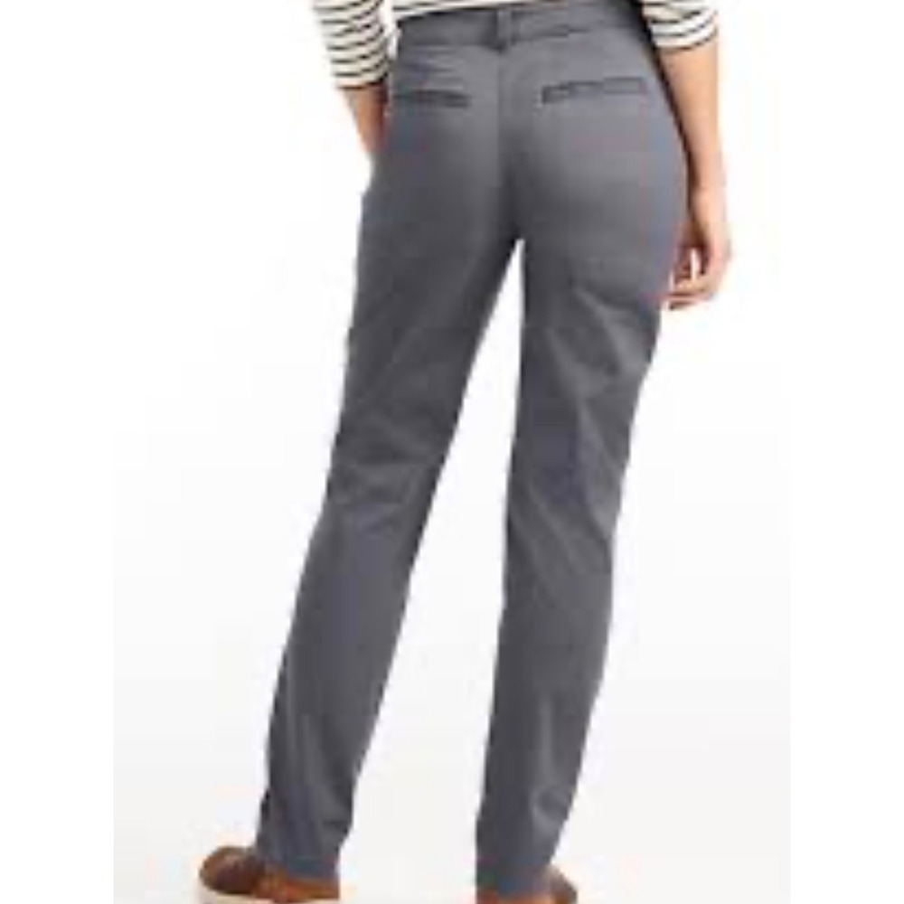 LL Bean Favorite Fit Gray Straight Leg Chino Pants Womens 8 Petite